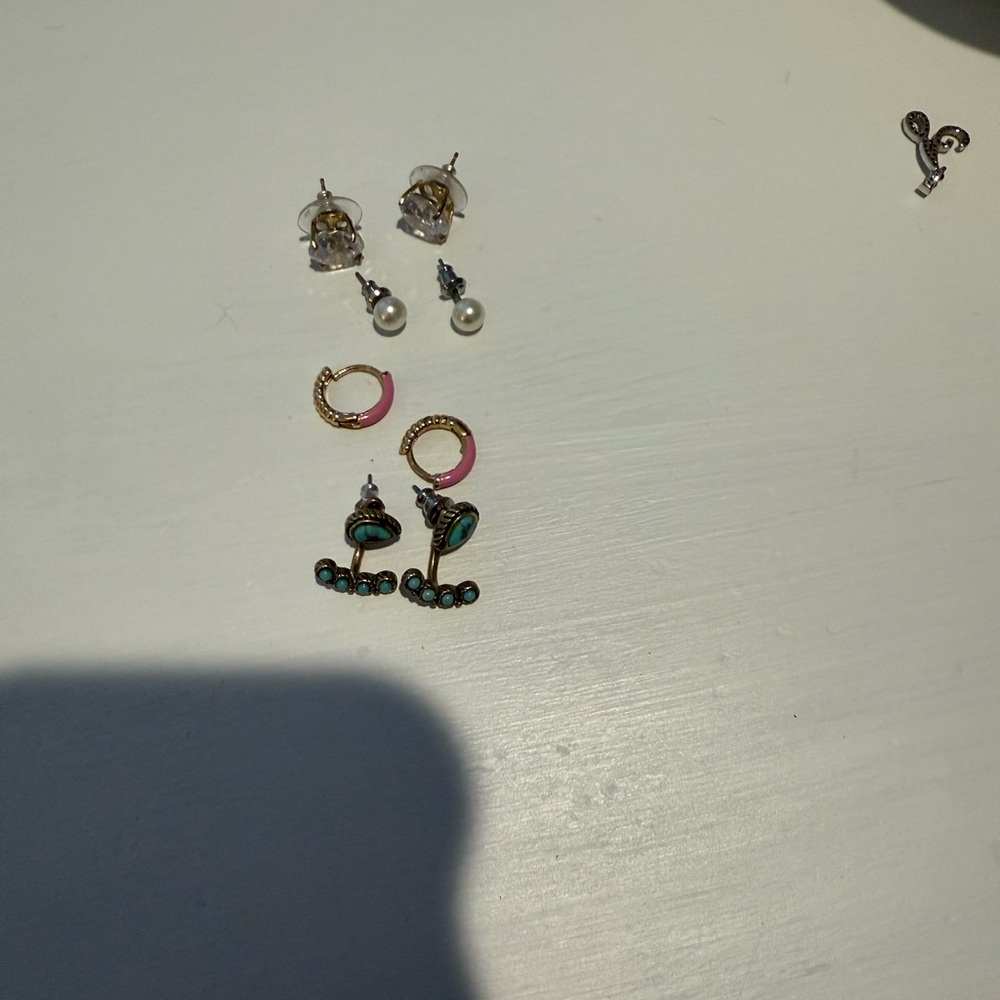 Assorted Earrings Set with Pink and Turquoise Accents